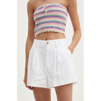 Hollister Co. pantaloni scurti din in culoarea alb, neted, high waist