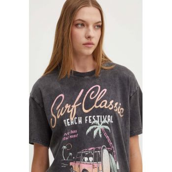 Hollister Co. tricou din bumbac femei, culoarea gri