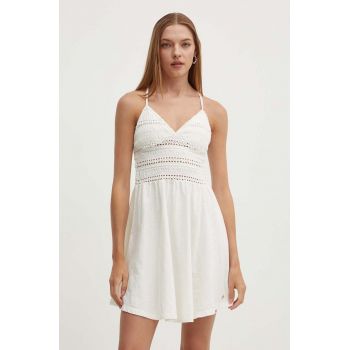 Superdry rochie culoarea bej, mini, evazati