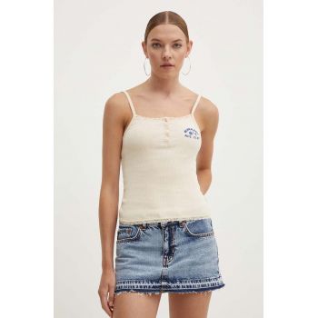 Superdry top din bumbac culoarea bej