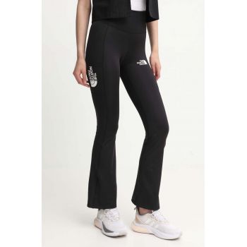 The North Face pantaloni femei, culoarea negru, evazati, high waist, NF0A87A6JK31