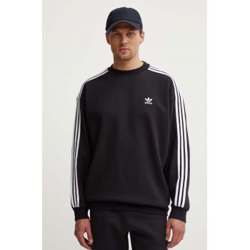 adidas Originals bluza Adicolor Oversized Crew barbati, culoarea negru, cu imprimeu, IZ1829