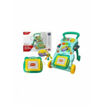 Antepremergator multifunctional pentru bebe cu centru de activitati turcoaz LeanToys