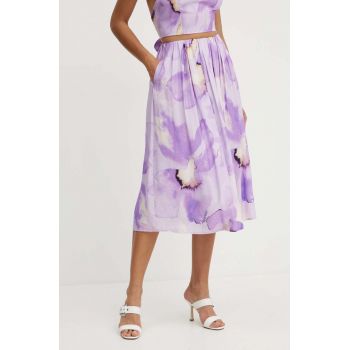 Bardot fusta LEIA culoarea violet, midi, evazati, 59372SB