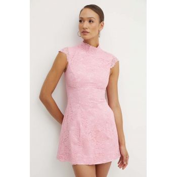Bardot rochie ANDREA culoarea roz, mini, evazati, 59412DB la reducere