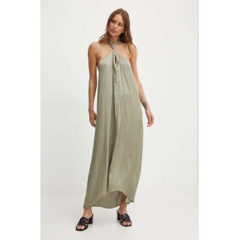 Pepe Jeans rochie LILIANA culoarea verde, midi, evazati, PL953578