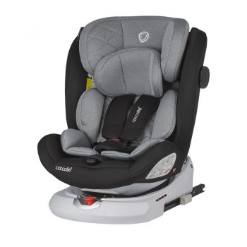 Scaun auto rotativ cu isofix Coccolle Lyra Greystone I-size, 40-150 cm, 0-12 ani, omologat R129, Top Tether, Pozitie somn, Protectie impact lateral