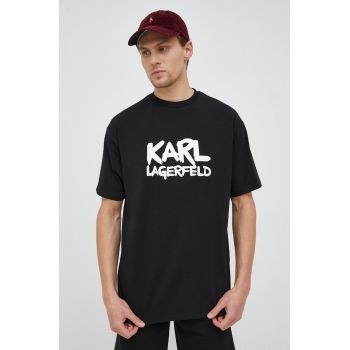 Karl Lagerfeld tricou barbati, culoarea negru, cu imprimeu