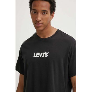 Levi's tricou din bumbac barbati, culoarea gri, cu imprimeu