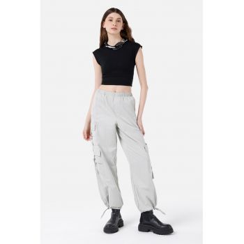 Pantaloni cargo cu talie elastica