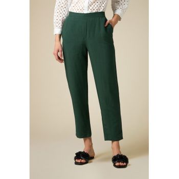 Pantaloni crop din amestec de in