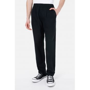 Pantaloni din amestec de in cu talie elastica