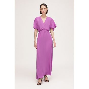 Rochie maxi evazata cu decolteu cache-coeur