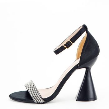 Sandale negre elegante cu toc conic B-BD117 129