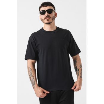 Tricou de bumbac cu decolteu la baza gatului