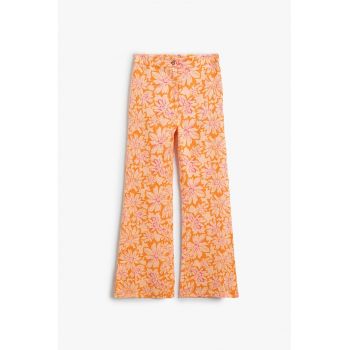 Pantaloni din amestec de in cu imprimeu floral