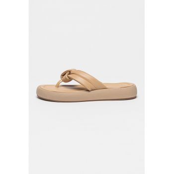 Papuci flip-flop wedge de piele