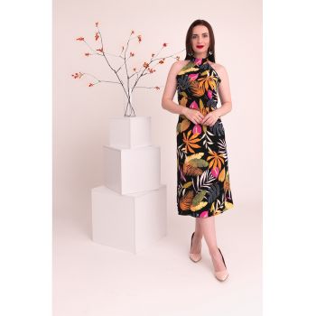 Rochie midi cu imprimeu tropical Mia