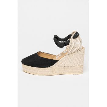 Sandale-espadrile wedge de piele intoarsa