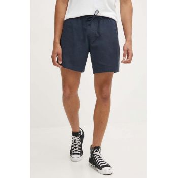 Abercrombie & Fitch pantaloni scurți din amestec de in culoarea albastru marin