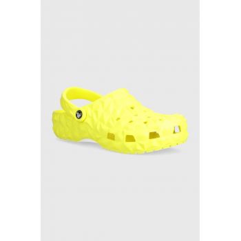 Crocs papuci Classic Geometric Clog culoarea galben, 209563