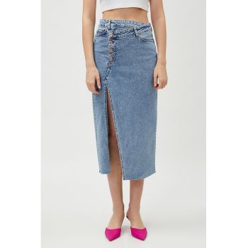 Fusta de denim cu slit frontal