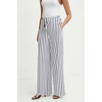 Joseph Ribkoff pantaloni femei, culoarea alb, lat, high waist, 241135