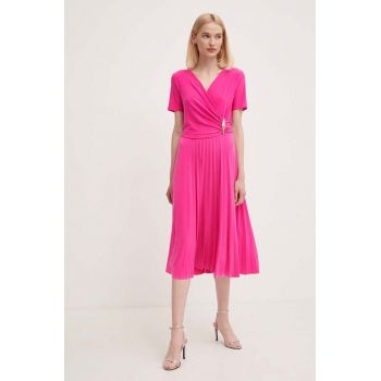 Joseph Ribkoff rochie culoarea roz, midi, evazati, 241013