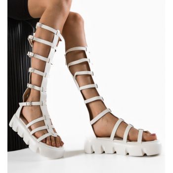 Sandale dama Gladiator Albe ieftine