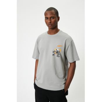 Tricou cu decolteu la baza gatului si imprimeu cu Looney Tunes