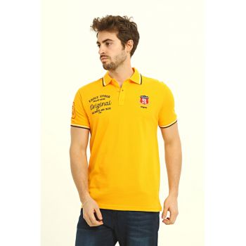 Tricou polo de bumbac cu detalii brodate