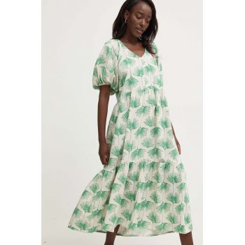 Answear Lab rochie culoarea verde, midi, evazati