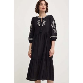 Answear Lab rochie din bumbac culoarea negru, midi, evazati