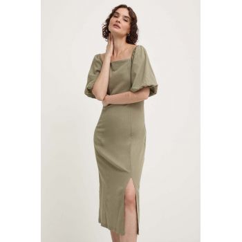 Answear Lab rochie din bumbac culoarea verde, midi, drept