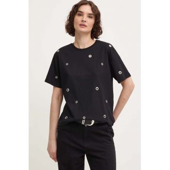 Answear Lab tricou din bumbac femei, culoarea negru