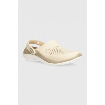 Crocs papuci LiteRide 360 Clog femei, culoarea bej, 206708