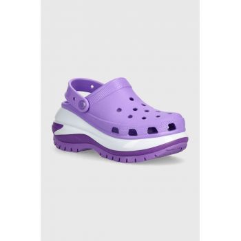 Crocs papuci Mega Crush Clog femei, culoarea violet, cu platforma, 207988 de firma originali