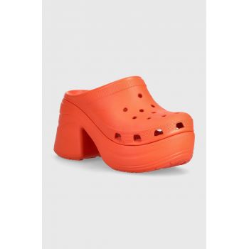Crocs papuci Siren Clog femei, culoarea portocaliu, cu toc drept, 208547 de firma originali