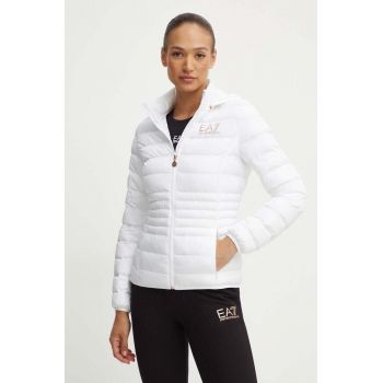 EA7 Emporio Armani geaca femei, culoarea alb, de tranzitie, TNF8Z.8NTB23