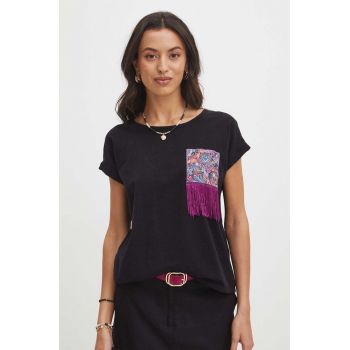 Medicine tricou din bumbac femei, culoarea negru