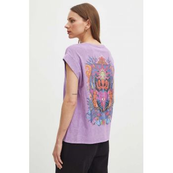 Medicine tricou din bumbac femei, culoarea violet ieftin