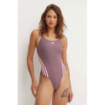 adidas Performance costum de baie dintr-o bucată culoarea violet, cupa moale, IY9721