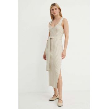 By Malene Birger rochie HONEYA culoarea bej, maxi, mulata, Q72447002