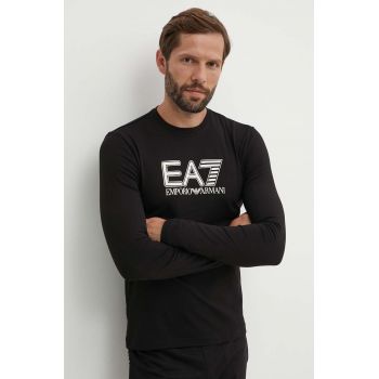 EA7 Emporio Armani longsleeve barbati, culoarea negru, cu imprimeu, PJVQZ.6DPT64