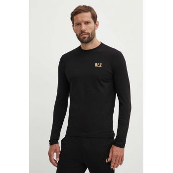 EA7 Emporio Armani longsleeve barbati, culoarea negru, cu imprimeu, PJVQZ.8NPT28