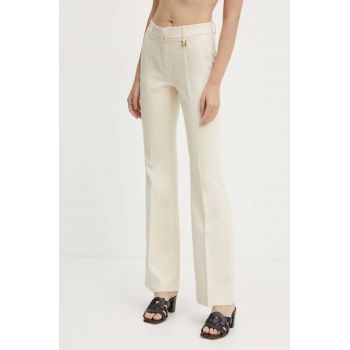 Joop! pantaloni femei, culoarea bej, evazati, high waist, 30042711