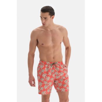 Pantaloni scurti de baie cu snur in talie si imprimeu tropical de firma original