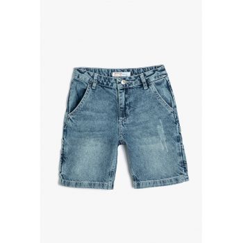 Pantaloni scurti regular fit de denim cu aspect decolorat