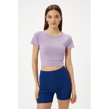 Tricou crop cu maneci raglan