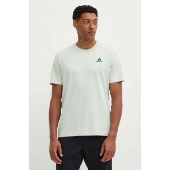 adidas tricou din bumbac Essentials barbati, culoarea verde, cu imprimeu, IX0119 de firma original
